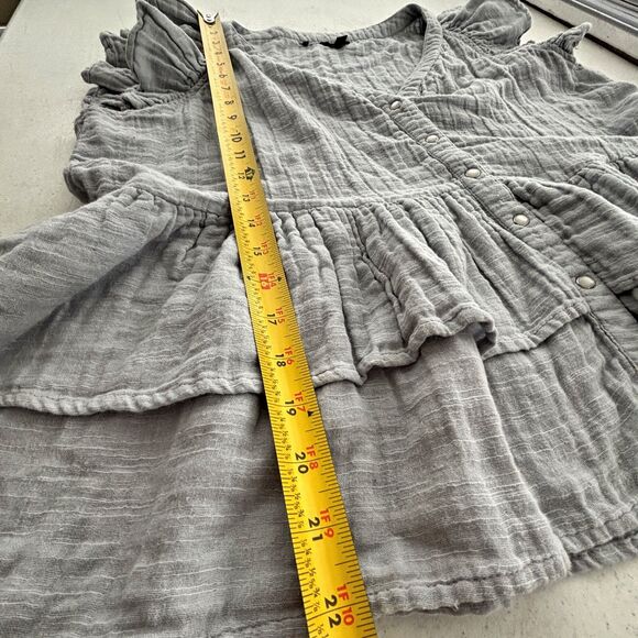 Buffalo David Bitton Womens Sleeveless Ruffle Top XL Tiered Pearl Snap Fairy - Picture 3 of 5